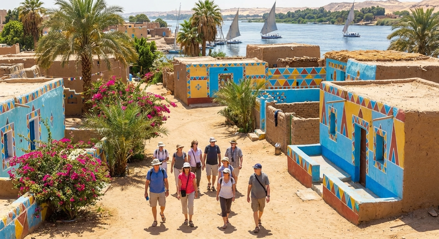Private Nubian Village Tour Aswan colorful houses